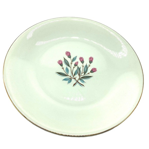 Four (4) Wedgwood England 1960's Pink Hope Floral Dinner Plates Mid Century